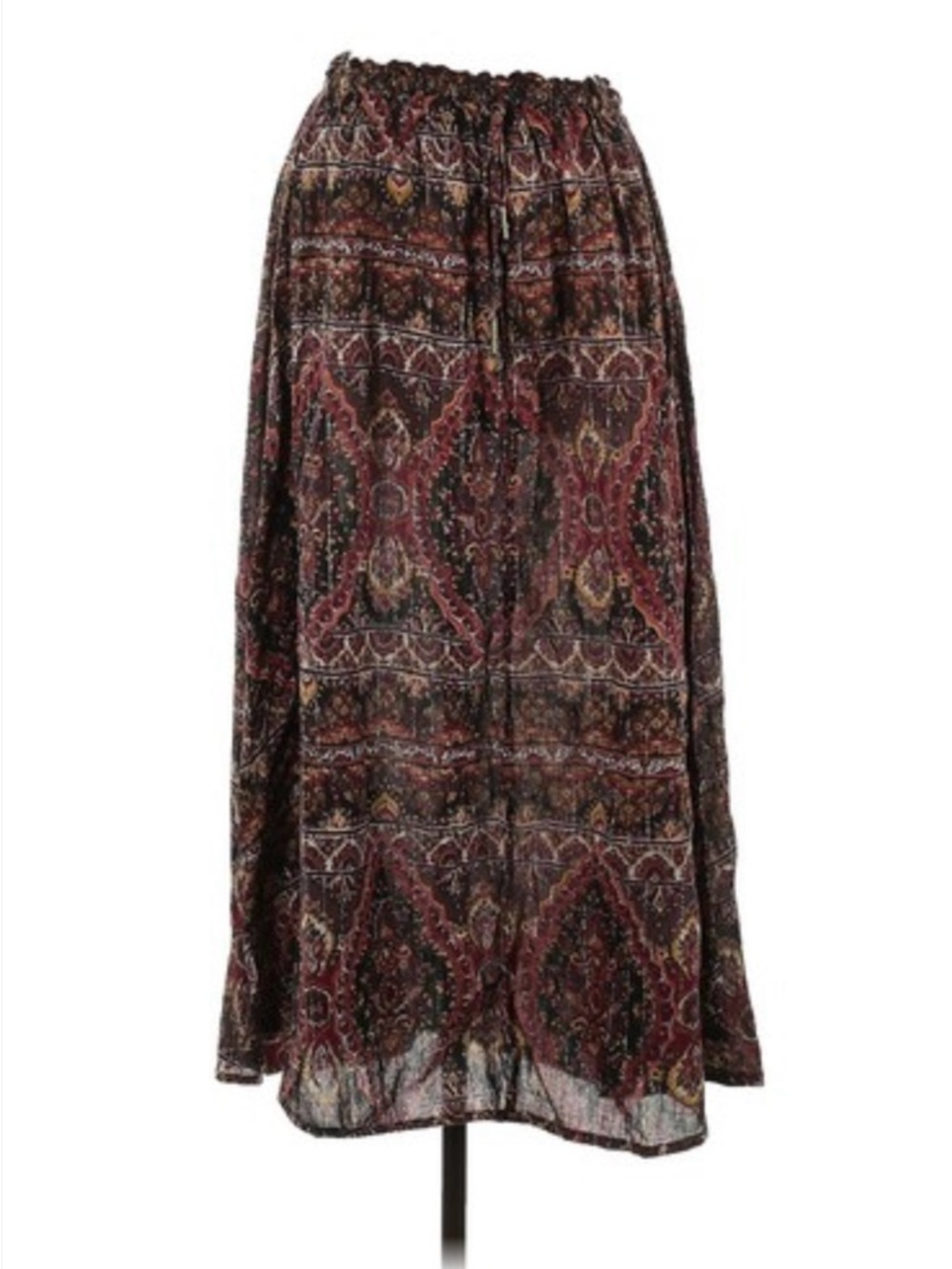 Billabong Bohemian Style Burgundy and Black Paisley Maxi Skirt | Small
